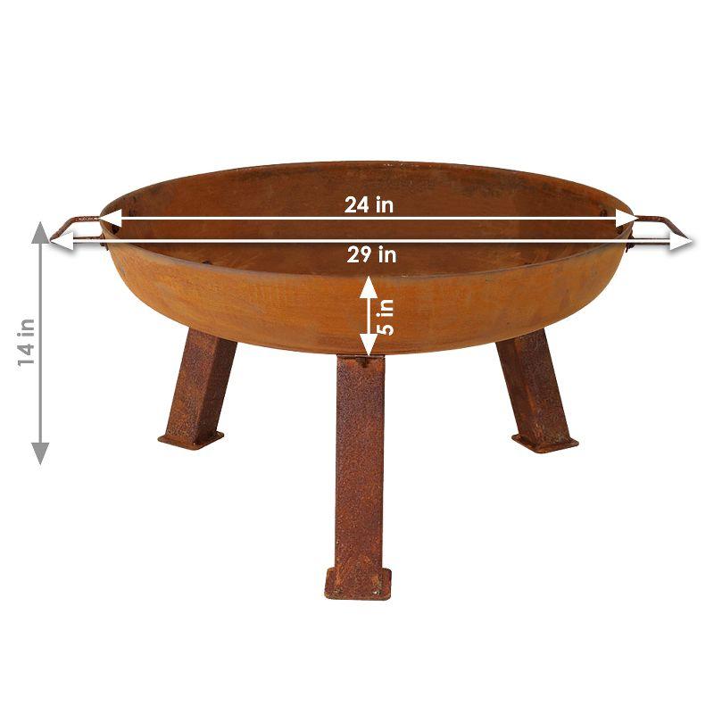 SunnyDaze Decor Union Round Wood-Burning Steel Finish Cast Iron Outdoor Raised Fire Pit Bowl