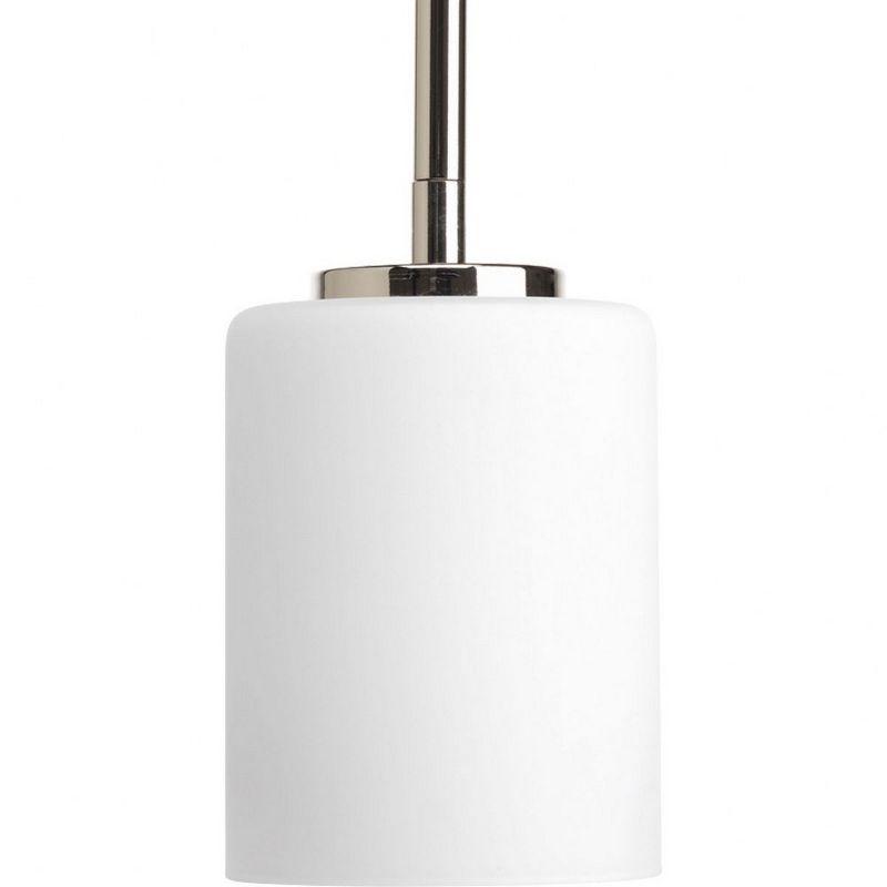 Polished Nickel Mini Pendant Light with Etched Glass Shade