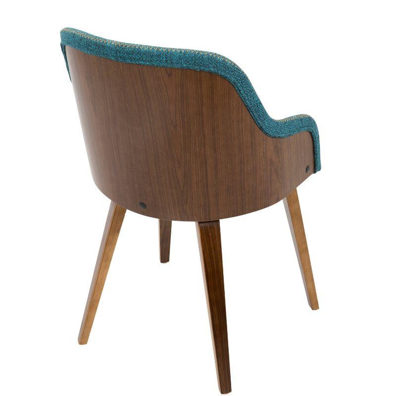 Teal Upholstered Scandinavian Arm Chair with Wood Frame