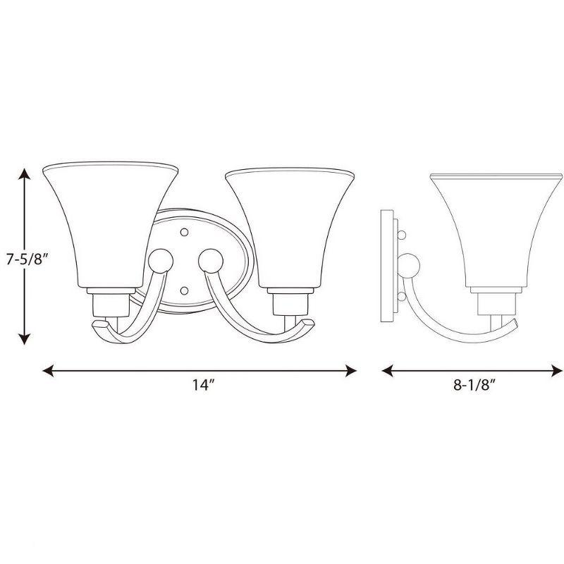 Joy Collection Brushed Nickel 2-Light Bath Fixture with Etched Glass