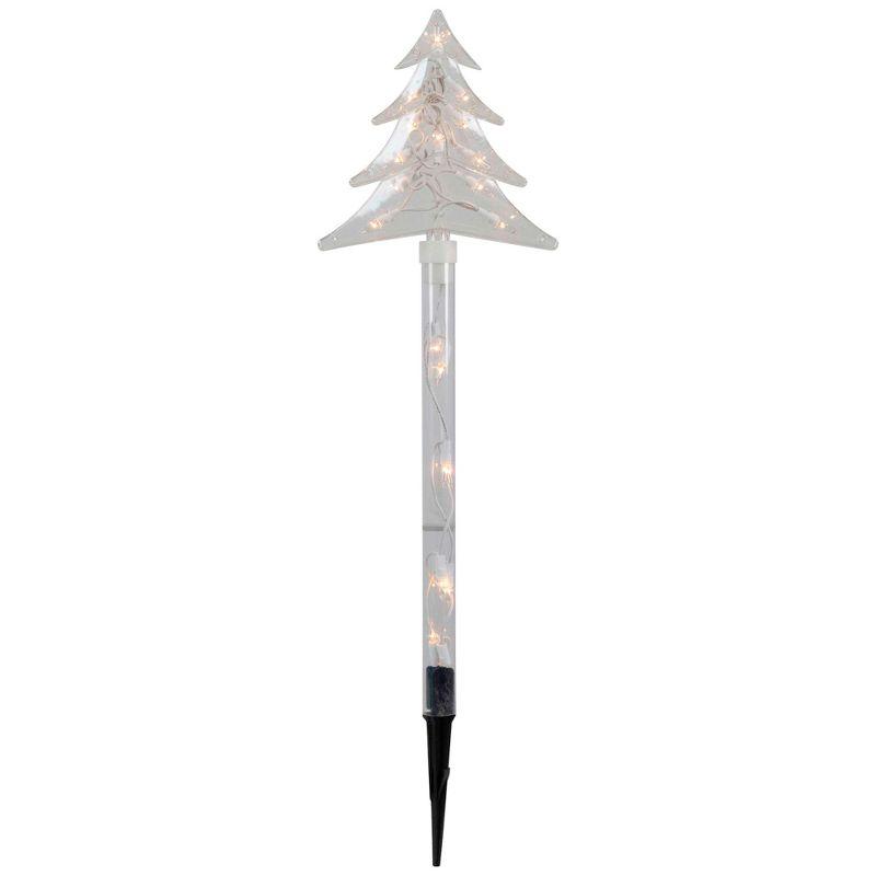 Northlight Seasonal Lighted Star Christmas Pathway Marker with Lawn Stakes White Wire - Clear Lights (Set of 4)