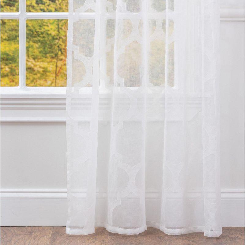 Chanasya 2pk Quatrefoil Voile Sheer Window Curtain Panels - Set of 2 - 52 x 63 Inches Long - White