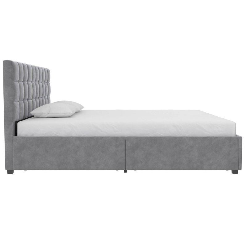 Serena Upholstered Bed with Drawers Light Gray Velvet - Cosmoliving By Cosmopolitan