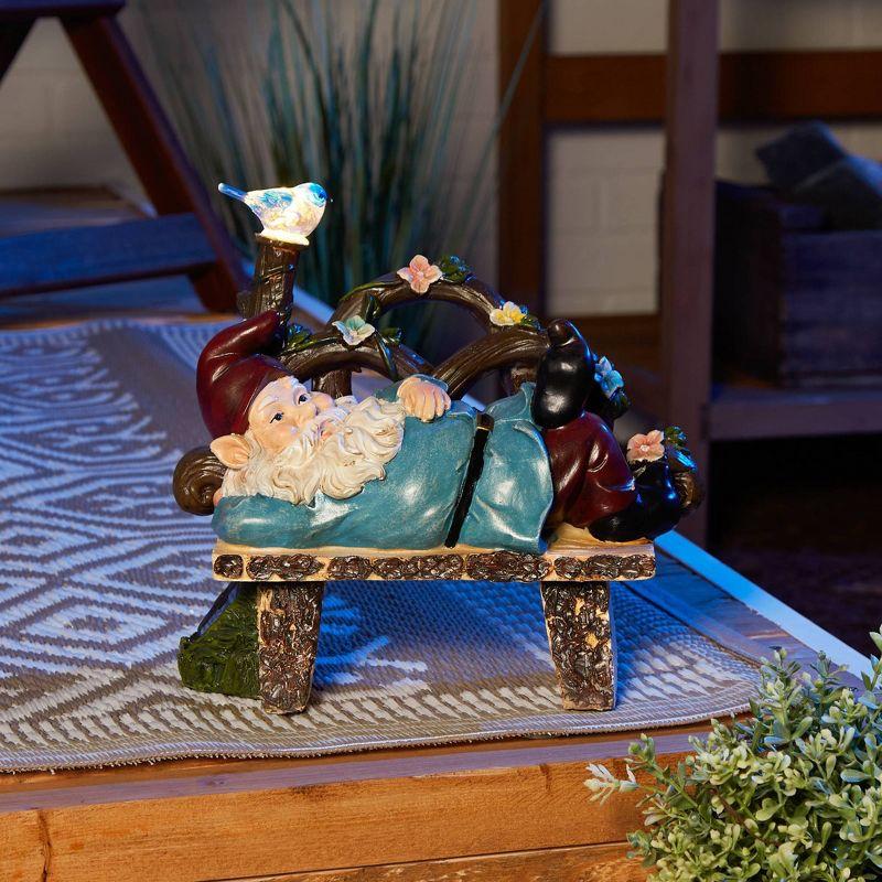 9.75" Polyresin Afternoon Nap Solar Gnome - Zingz & Thingz: Outdoor Garden Statue, Whimsical Decor