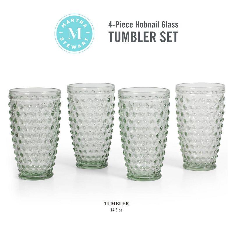 Martha Stewart Chauncey 4-Pack 14.3 oz Hobnail Handmade Glass Tumbler - Clear (Set of 4)