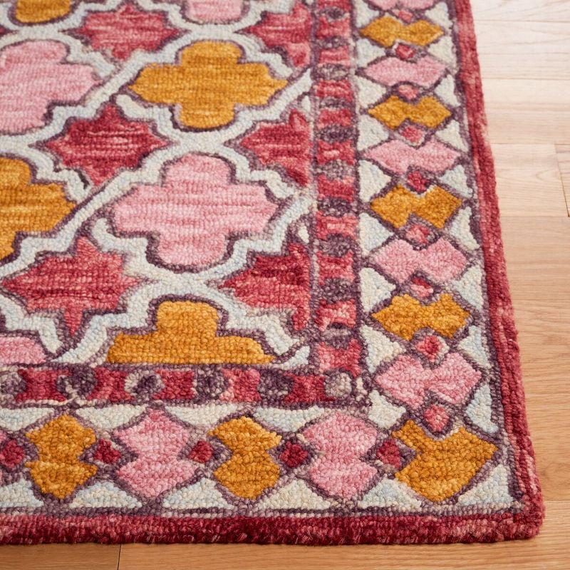 Handmade Red Wool Tufted Round Area Rug