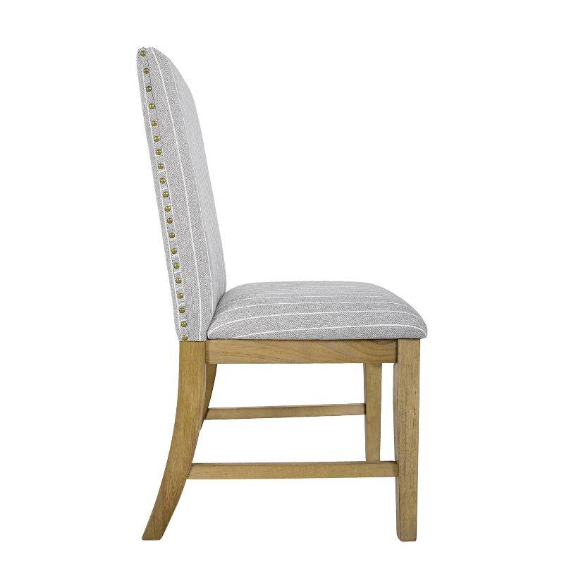 Light Grey Upholstered Linen Parsons Side Chair Set with Wood Frame