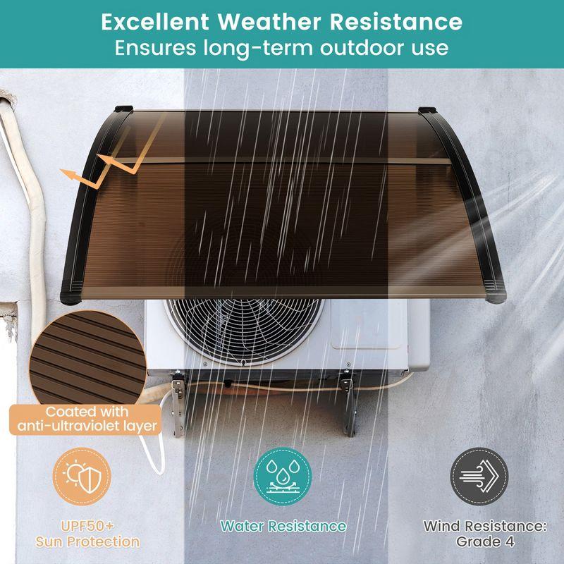 Costway 40'' W x 11'' D Polycarbonate, Aluminum, ABS Coffee Cover Retractable Window Awning