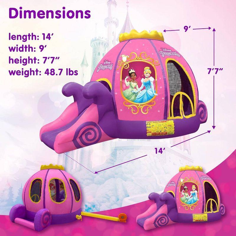 Funormous Disney Princess Carriage Inflatable Outdoor Bounce House with Slide and Ball Pit