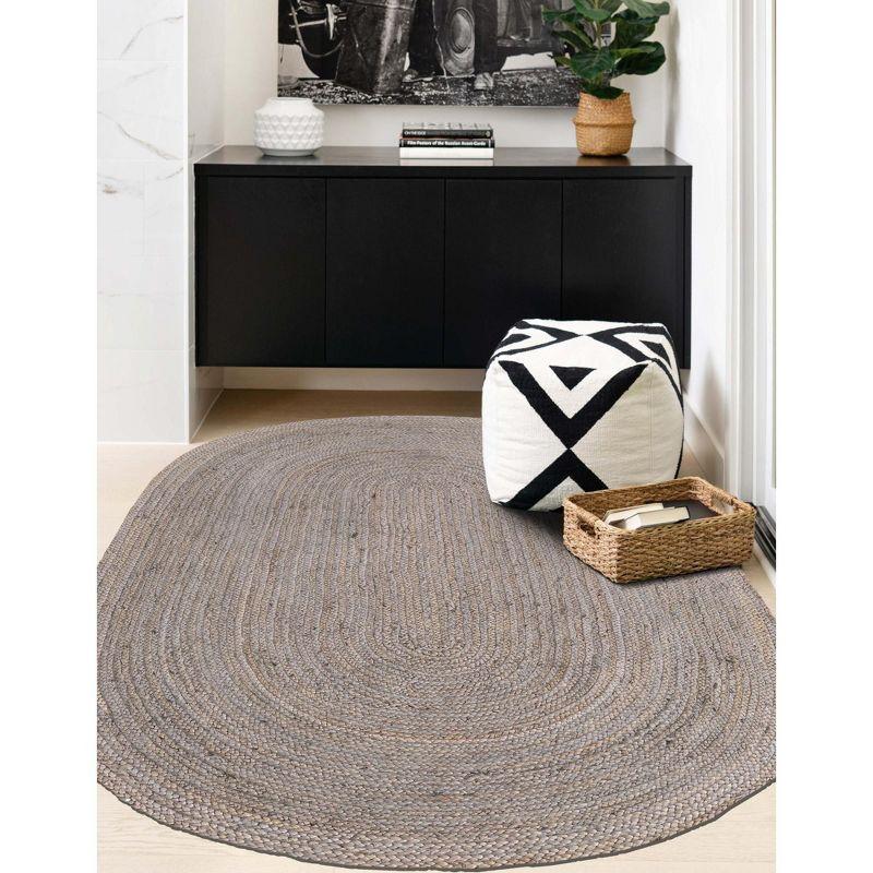 Handmade Gray Braided Oval 8' x 10' Reversible Rug