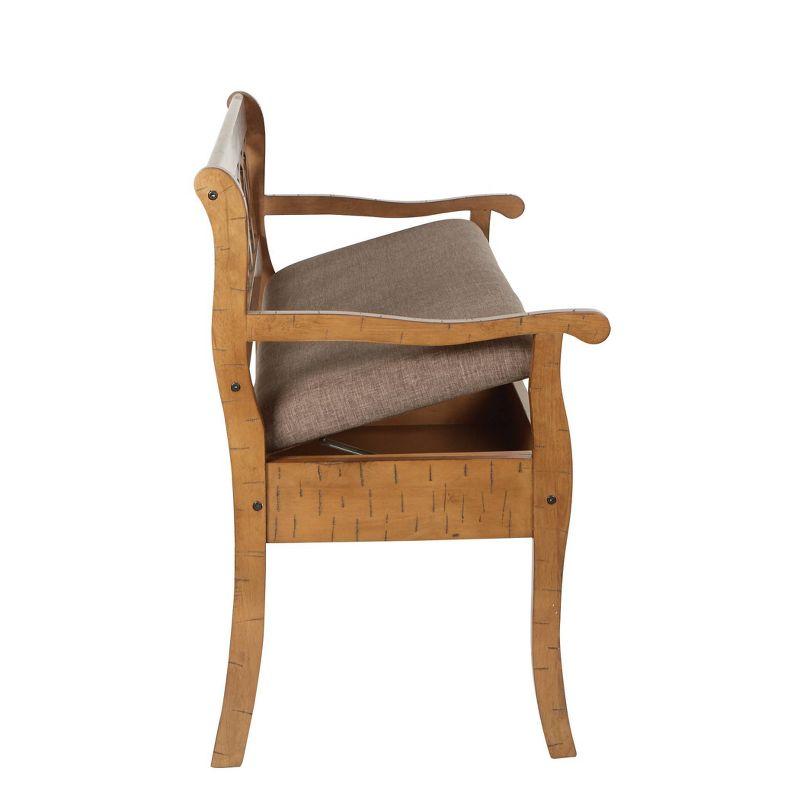 Coventry Storage Bench Beige/Toffee - OSP Home Furnishings: Upholstered Rectangular Entryway Seating, Wood Frame