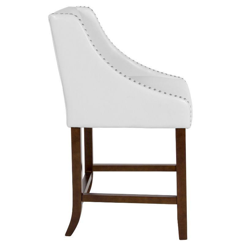 Merrick Lane Upholstered Counter Stool 24" High Transitional Tufted Counter Stool with Accent Nail Trim