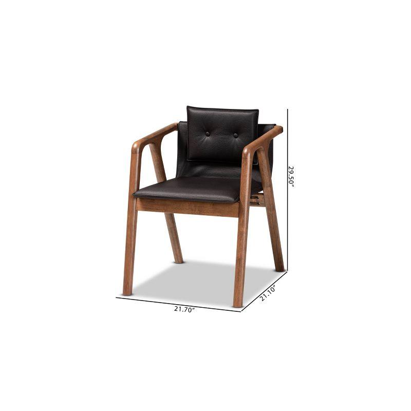 2pc Marcena Imitation Leather Dining Chair Set with Sloping Armrests - Baxton Studio