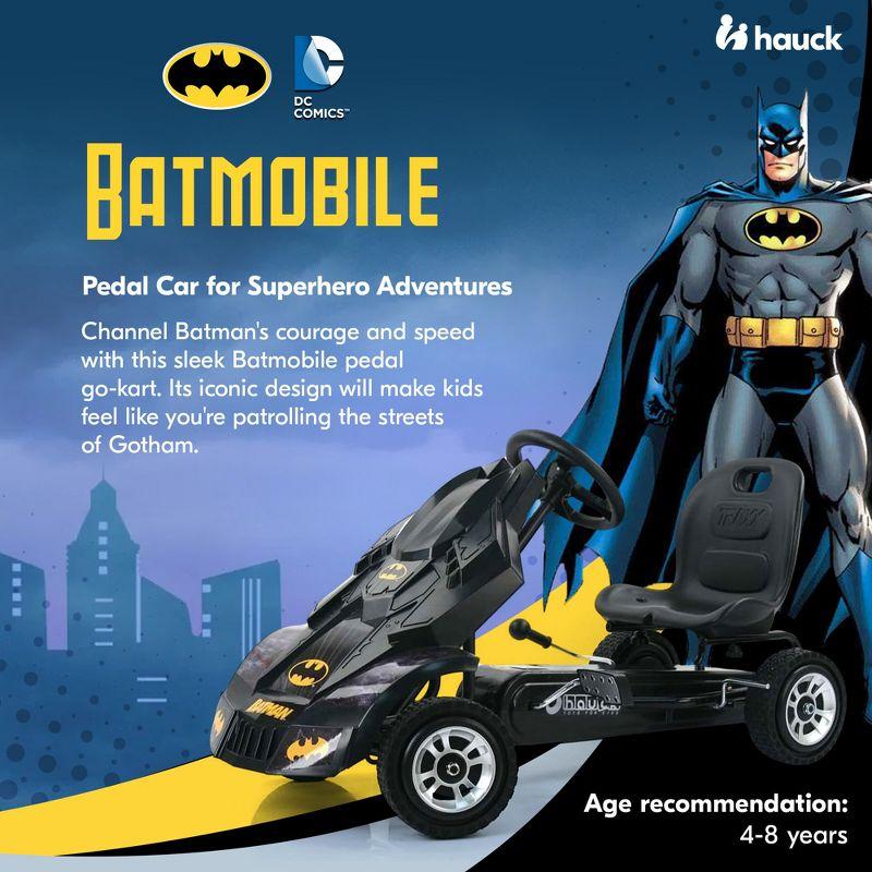 Hauck Batmobile Pedal Go Kart Superhero Ride On Batman Car Vehicle for Kids, Race Styled Pedals, Cart with Rubber Wheels, Black