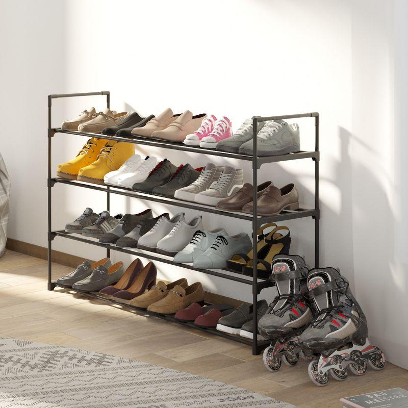 Home-Complete 4-Tier Shoe Rack for 20 Pairs, Black