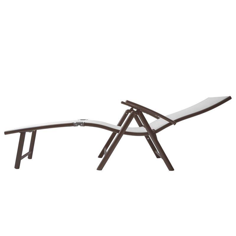 2pc Outdoor Aluminum Adjustable Chaise Lounges - Light Gray - Crestlive Products