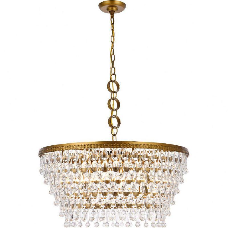 Nordic Brass and Crystal 6-Light Chandelier