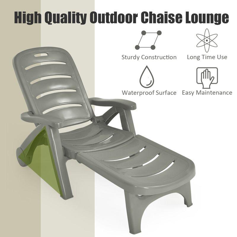 Tangkula Outdoor Chaise Lounge Chair 5-Position Folding Recliner for Beach Poolside Backyard