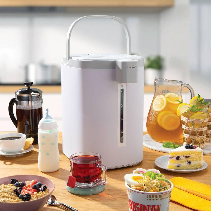 CUCKOO 5L Hot Water Dispenser and Warmer Stainless Steel Electric Kettle White: 1 Year Warranty, 850W, Dishwasher-Safe Parts