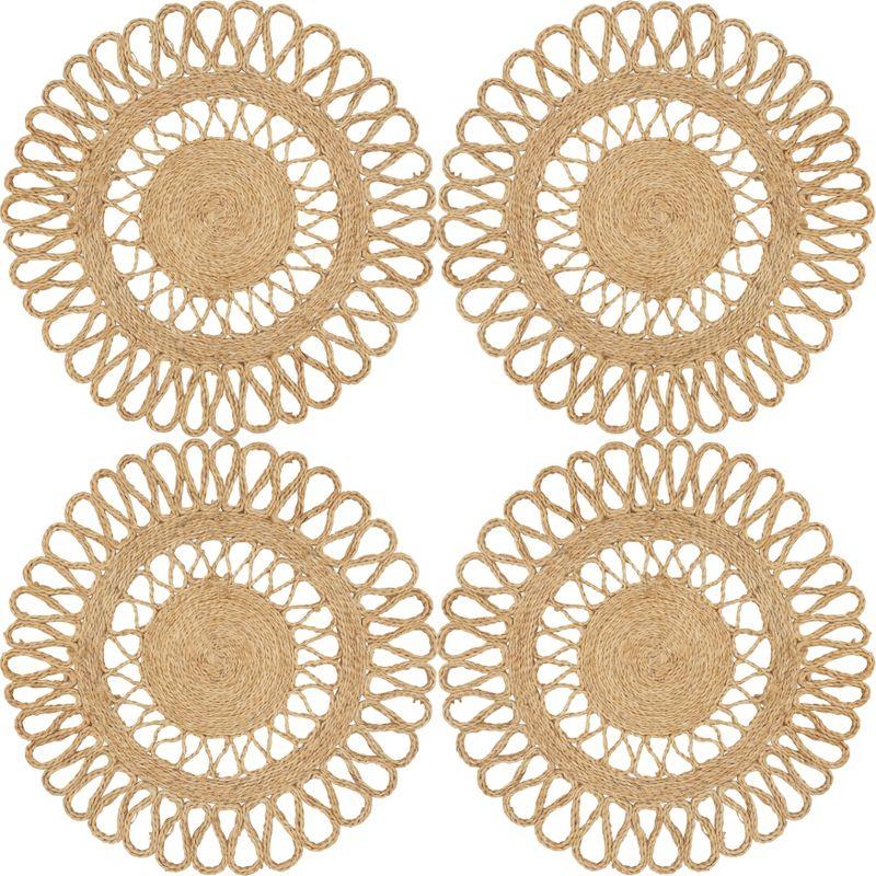 Natural Loopy Jute Round Table Placemats, Set of 4