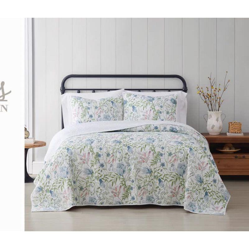 Field Blue/Green/Pink Reversible Quilt Set