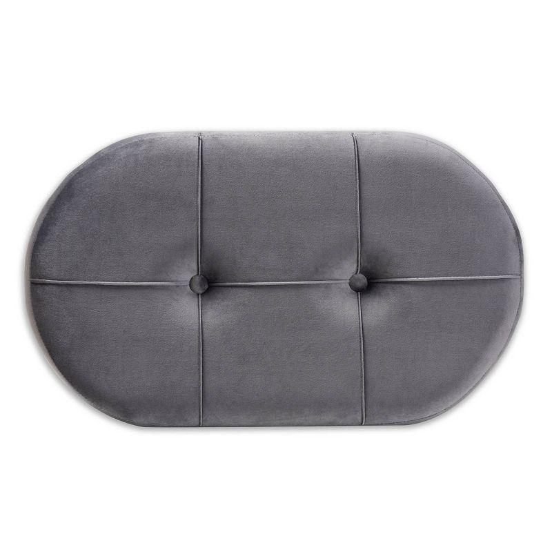 Simone Velvet Upholstered Wood Ottoman Gray/Natural - Baxton Studio