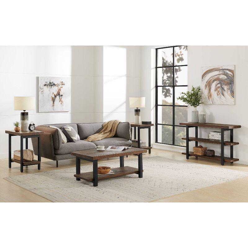 Pomona 2 Shelf Console Table Brown - Alaterre Furniture: Rustic Sofa Table, Metal Frame, Wood Top, Entryway Furniture