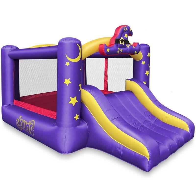 Wizard Theme Purple and Yellow Inflatable Bounce House with Slide