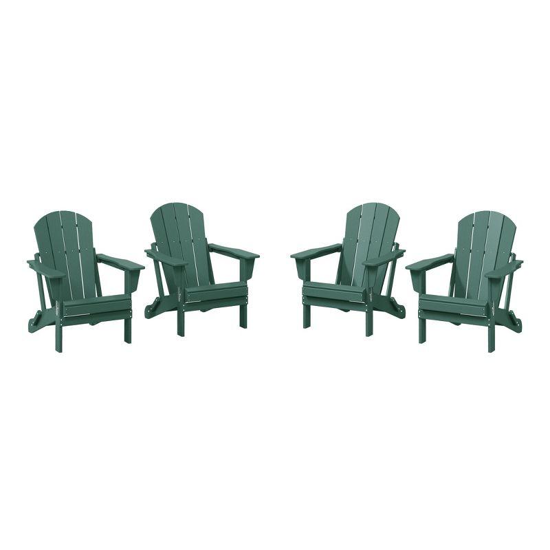 WestinTrends Malibu HDPE Outdoor Patio Folding Adirondack Chair (Set of 4), Dark Green