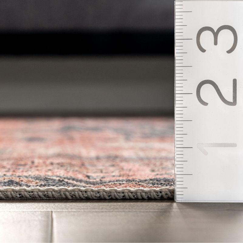 Nuloom Medallion 6x9 Machine Washable Indoor Area Rug for Living Room Bedroom Dining Room Kitchen, Brick/Dark Grey