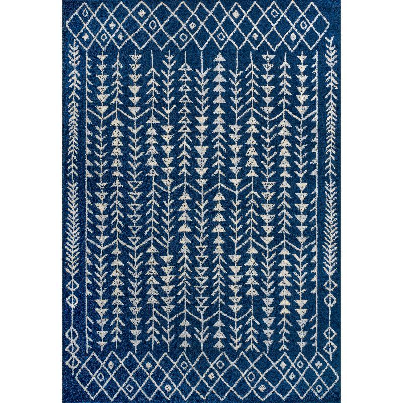 JONATHAN Y Ziri Moroccan Geometric Navy/Cream 3 ft. x 5 ft. Area Rug