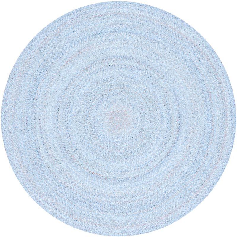 Braided BRD804 Hand Woven Area Rug - Light Blue/Red - 3' round - Safavieh.