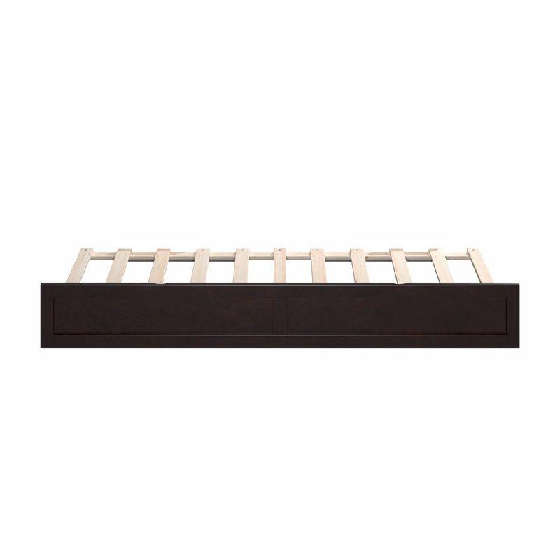 Espresso Twin Wood Frame Trundle Daybed