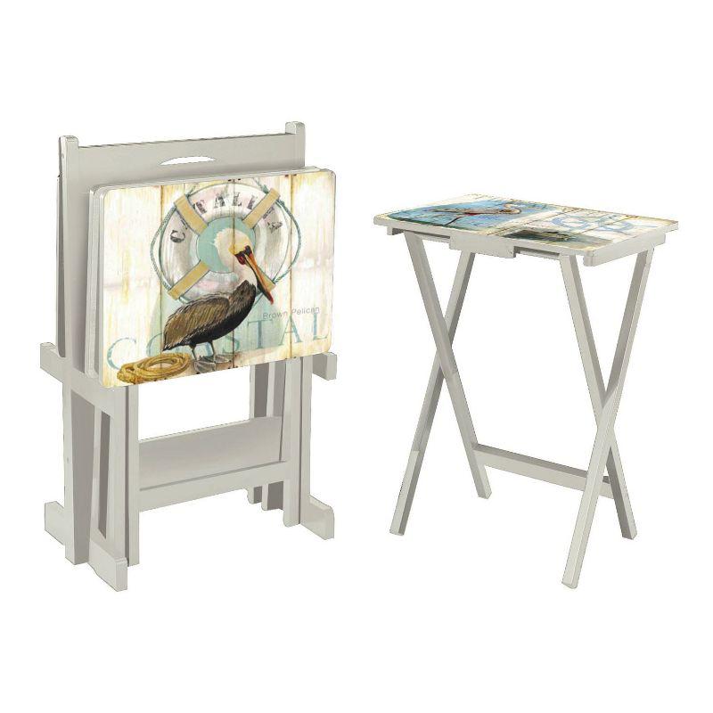 Evergreen TV Tray S/4 with Stand, Shore Birds