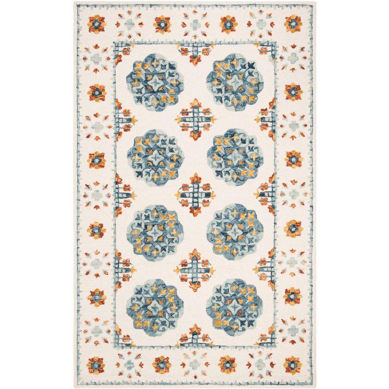 Blossom BLM901 Hand Tufted Area Rug - Blue/Ivory - 5'x8' - Safavieh.