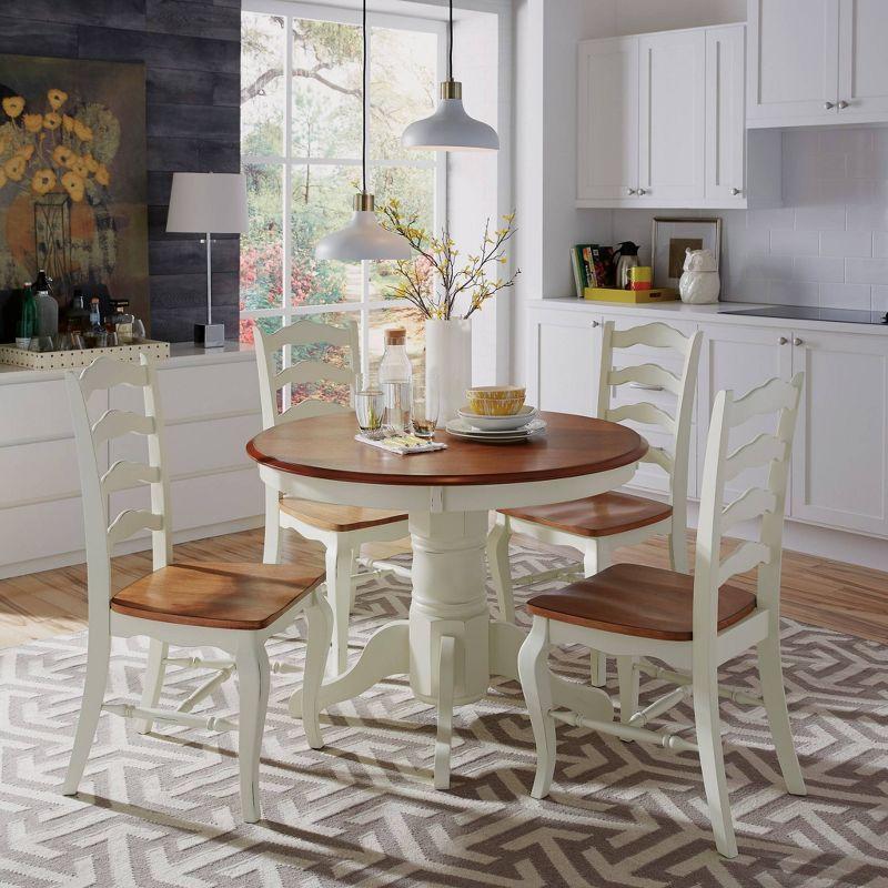 French Countryside 5-Piece Oak and Off-White Dining Set