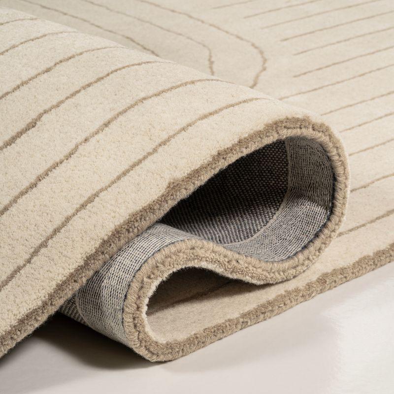 JONATHAN Y Retro Bohemian Abstract Striped Handwoven Wool Ivory/Beige 5 ft. x 8 ft. Area Rug