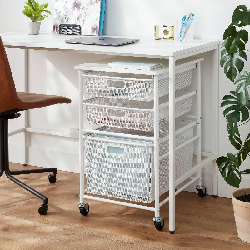 Steel File Utility Cart White - Brightroom™: Rolling Storage with Casters, Under Desk Organizer, Powder-Coated Steel