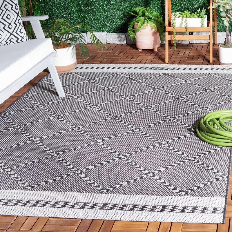 Gray and Ivory Rectangular Synthetic Outdoor Area Rug