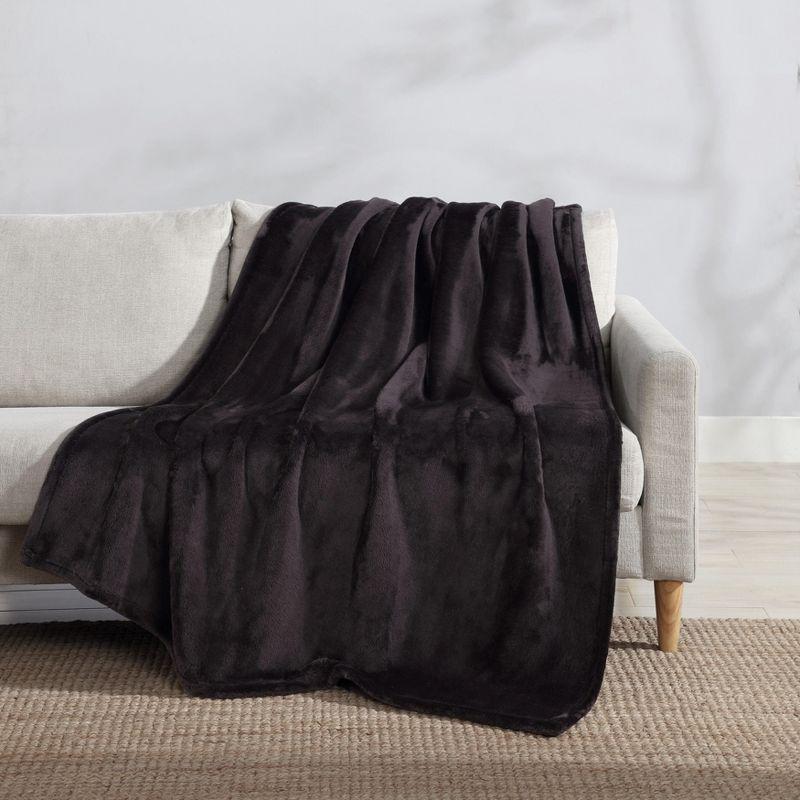 Eddie Bauer Ultra Lux Plush Solid Black Throw Blanket