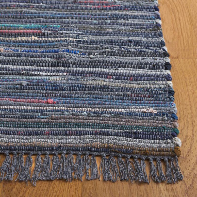 Ink and Multi 6' x 9' Handmade Cotton Flat Woven Rug