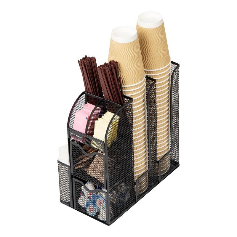 Mind Reader Cup and Condiment Station, Countertop Organizer, Coffee Bar, Kitchen, Metal Mesh, 5.75"L x 11"W x 11.5"H