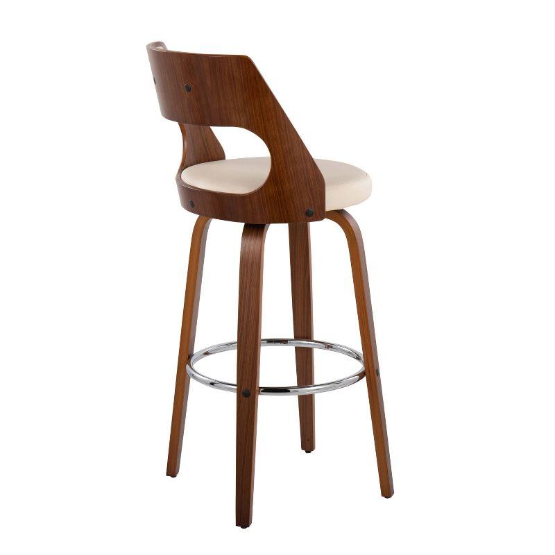 Set of 2 Cecina Upholstered Barstools Cream/Walnut - LumiSource: Swivel, Faux Leather, Wood Frame, Fixed Height 29.5"