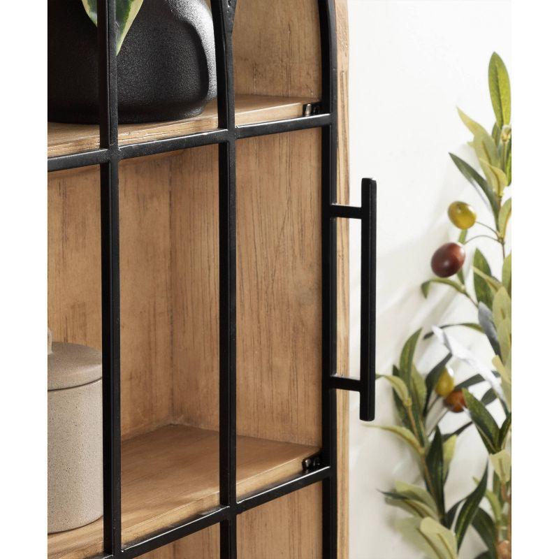 Kate & Laurel All Things Decor 16"x5"x24" Megara Arched Wall Mounted Cabinet Natural: Vintage Style, Iron Metal Door, 3 Shelves