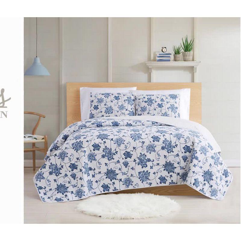 Estate Percale Floral Quilt Set