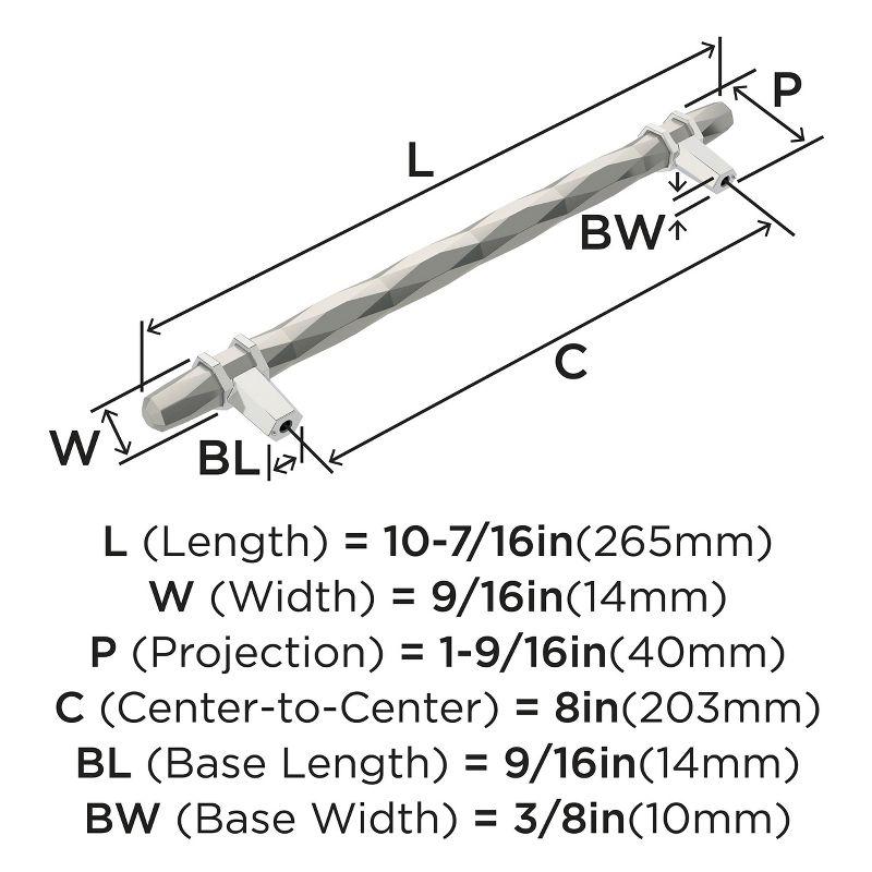 Amerock London 8 inch (203mm) Center-to-Center Satin Nickel/Polished Chrome Cabinet Pull