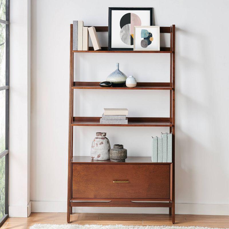 Landon 77'' Mahogany Mid-Century Modern Large Etagere