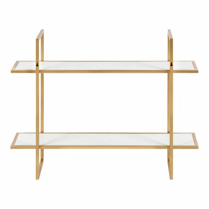 Kate & Laurel All Things Decor 30" x 24" Leigh Wood and Metal Wall Shelf White: MDF Floating Wall Shelves, 2-Tier