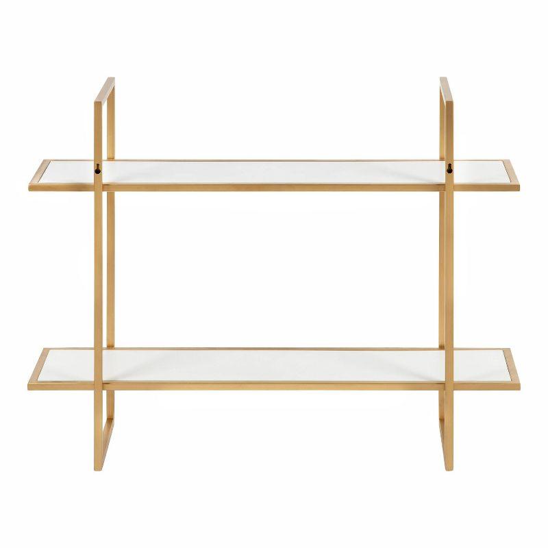 Kate & Laurel All Things Decor 30" x 24" Leigh Wood and Metal Wall Shelf White: MDF Floating Wall Shelves, 2-Tier