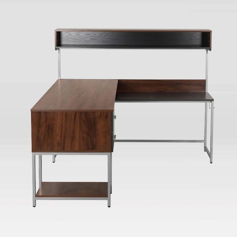 L Shape Desk with Hutch and Storage - Techni Mobili